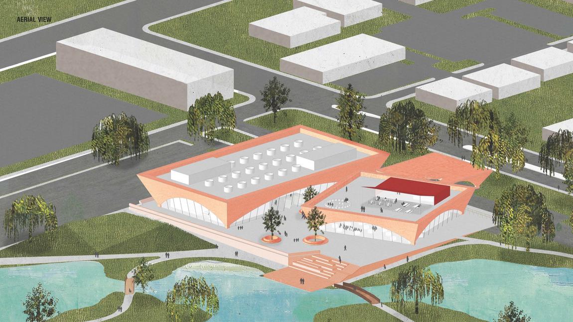 拟议的新冬季公园图书馆的场地概况(图片由Adjaye Associates提供)