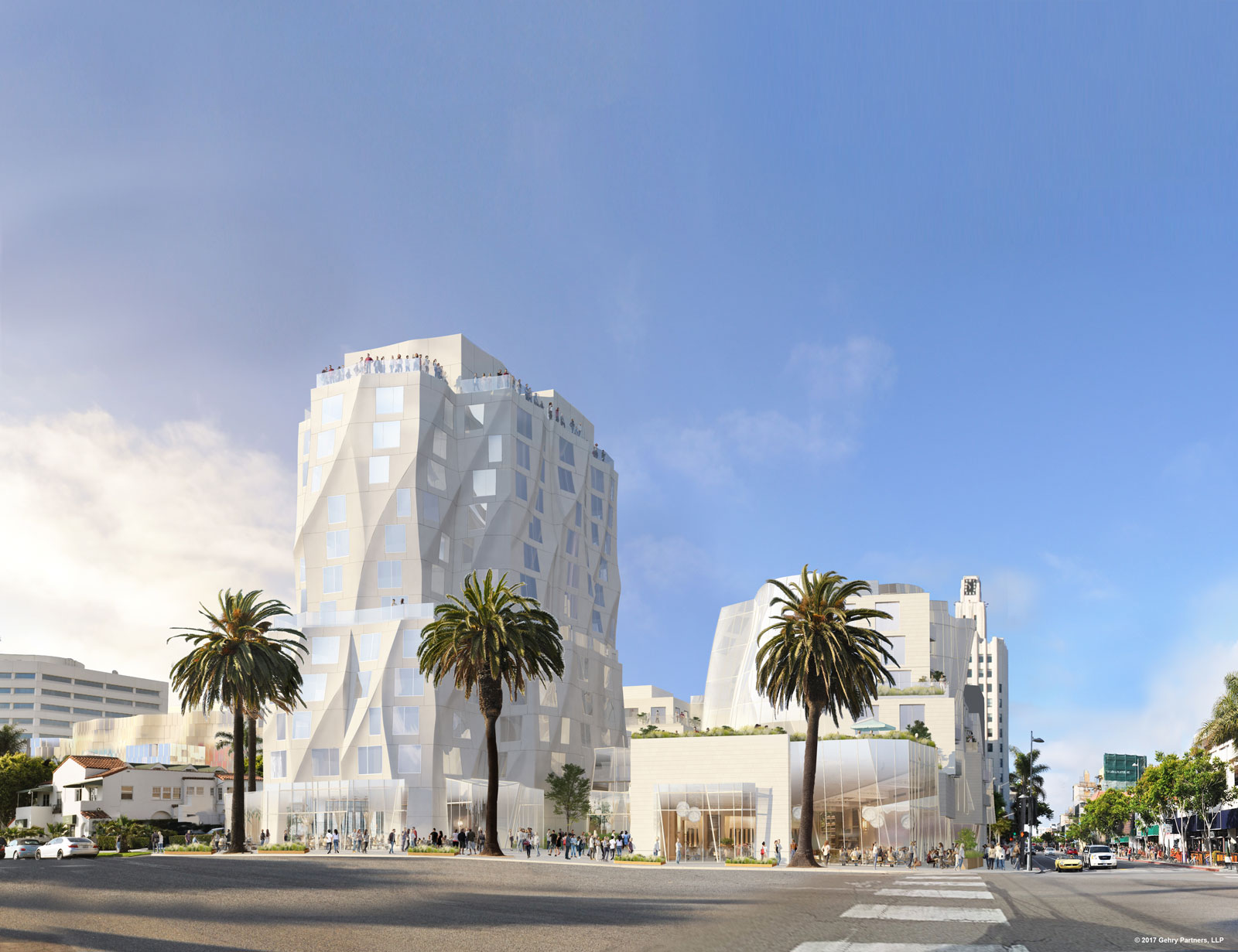 弗兰克·盖里(Frank Gehry)将圣莫尼卡酒店一分为二，以满足身高限制。
