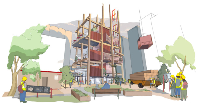 Sidewalk Labs为多伦多智能城市设计的模块化住宅效验图
