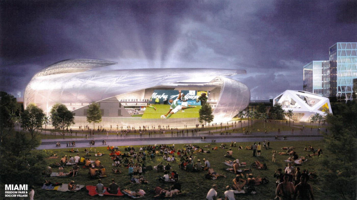 迈阿密足球场的效图由Arquitectonica设计