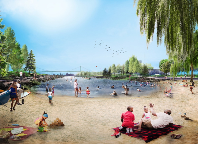 西河滨公园的海湾效果图(由MVVA和底特律河滨保护协会提供)