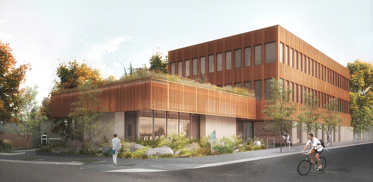Rendering of Oregon Conservation Center by LEVER Architecture