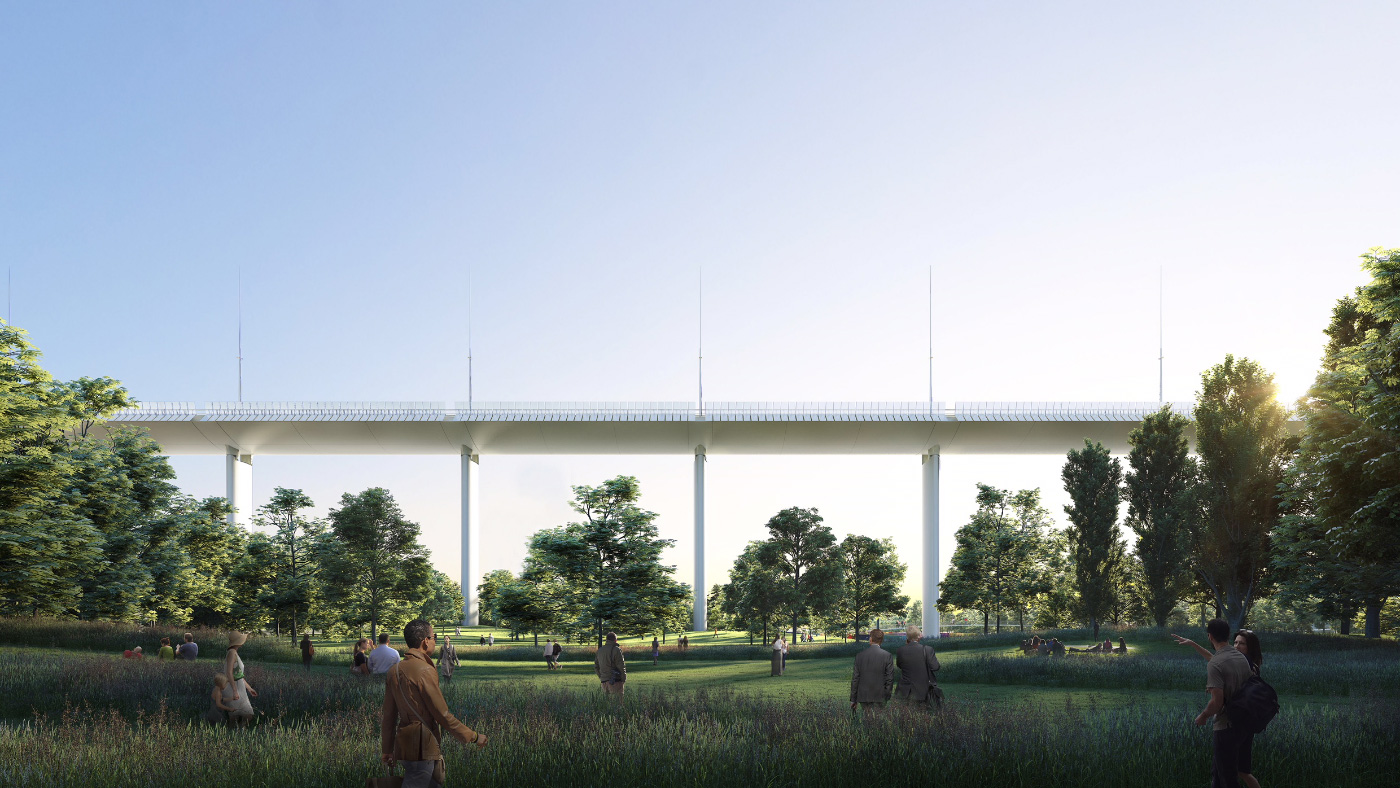 Renzo Piano建筑工作室绘制的意大利热那亚莫兰迪桥的替换效图