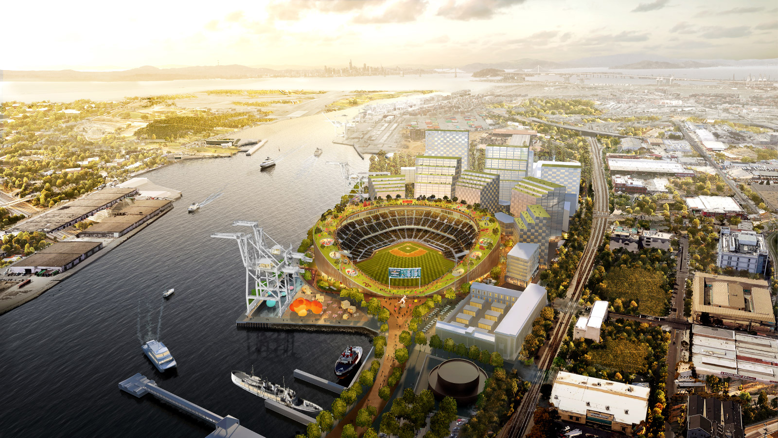 Rendering of a waterfront ballpark