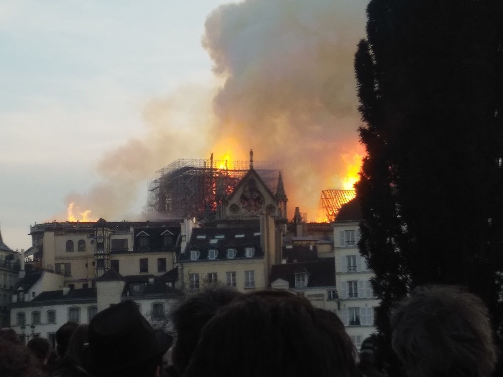 巴黎圣母院着火的照片