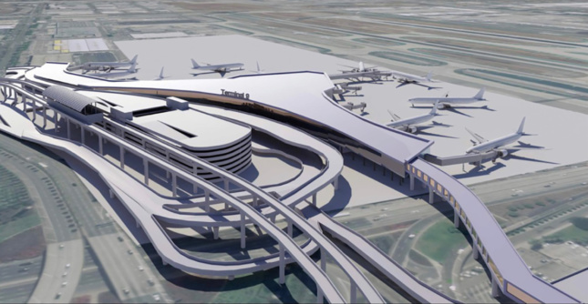 渲染显示洛杉矶国际机场的新航站楼