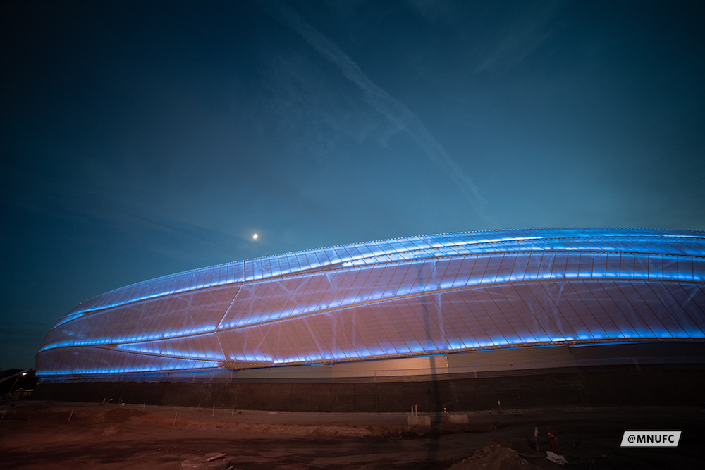Exterior nighttime image of Allianz Field