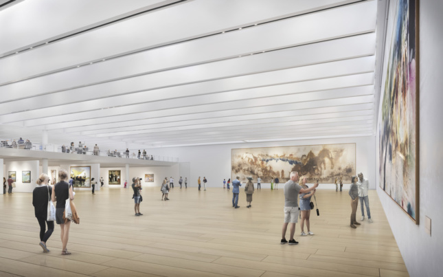 毕尔巴鄂美术博物馆的新画廊空间，白色的板条天花板