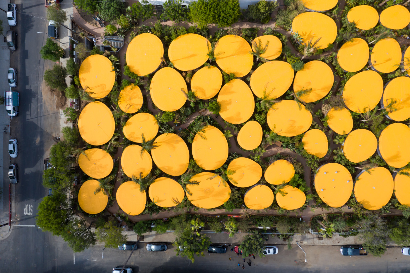 好莱坞第二家园的航拍照片，看起来像橙色的土丘