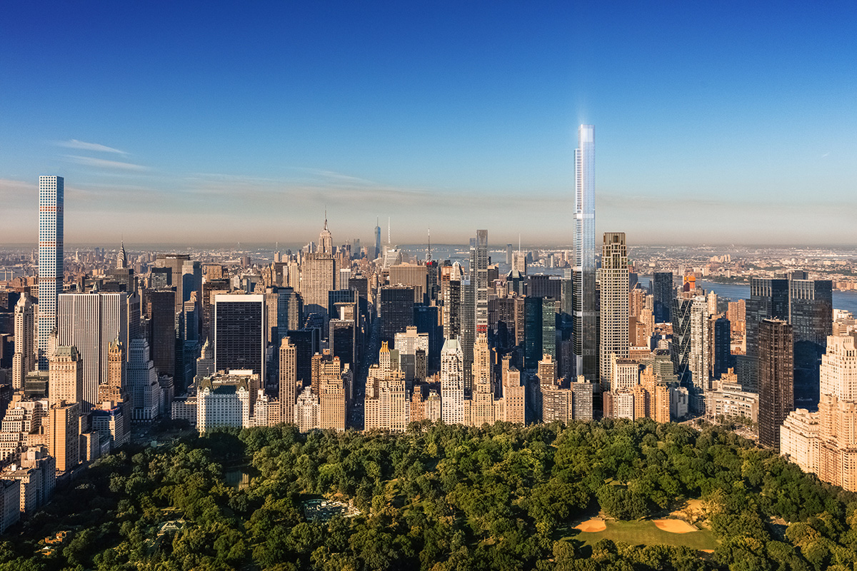 空中渲染看中央公园南部的超高层建筑