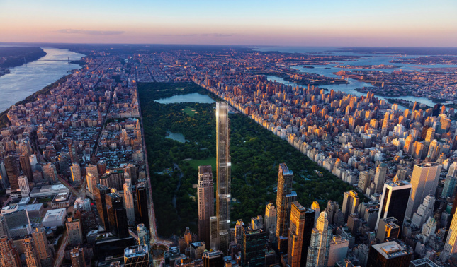 俯瞰上曼哈顿的航拍效果图