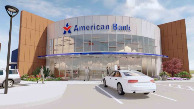 一个圆形的建筑与美国银行的标志