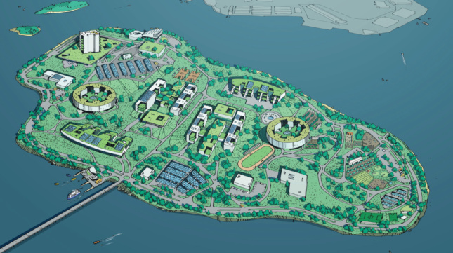 纽约赖克斯岛的一幅画展示了监狱系统的一项新提议