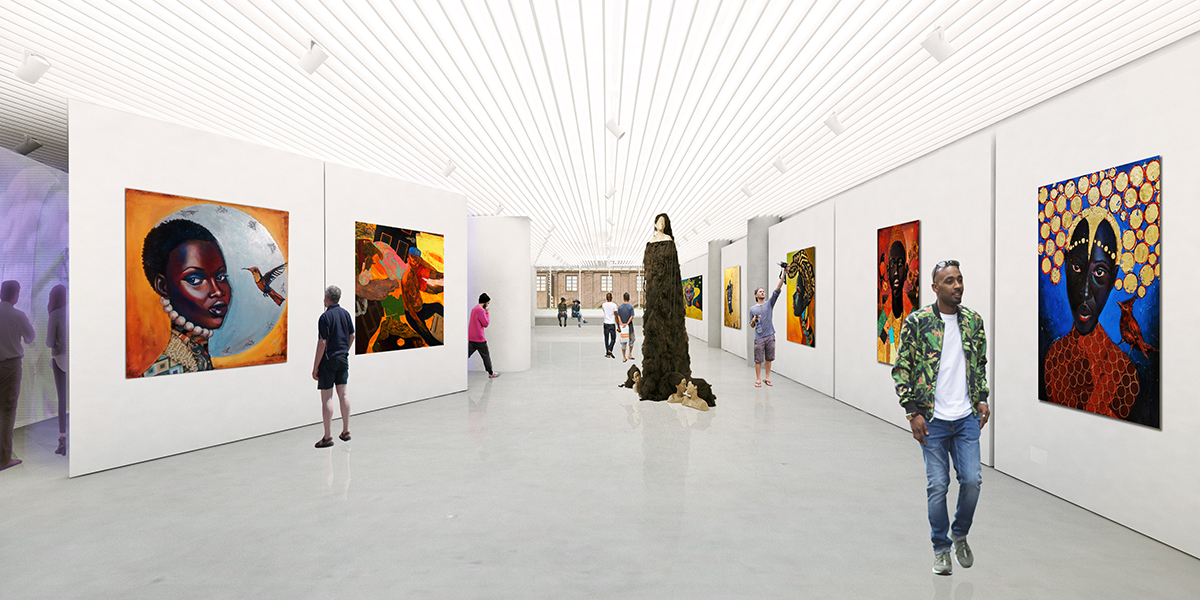新L10艺术文化中心的白墙画廊空间效果图