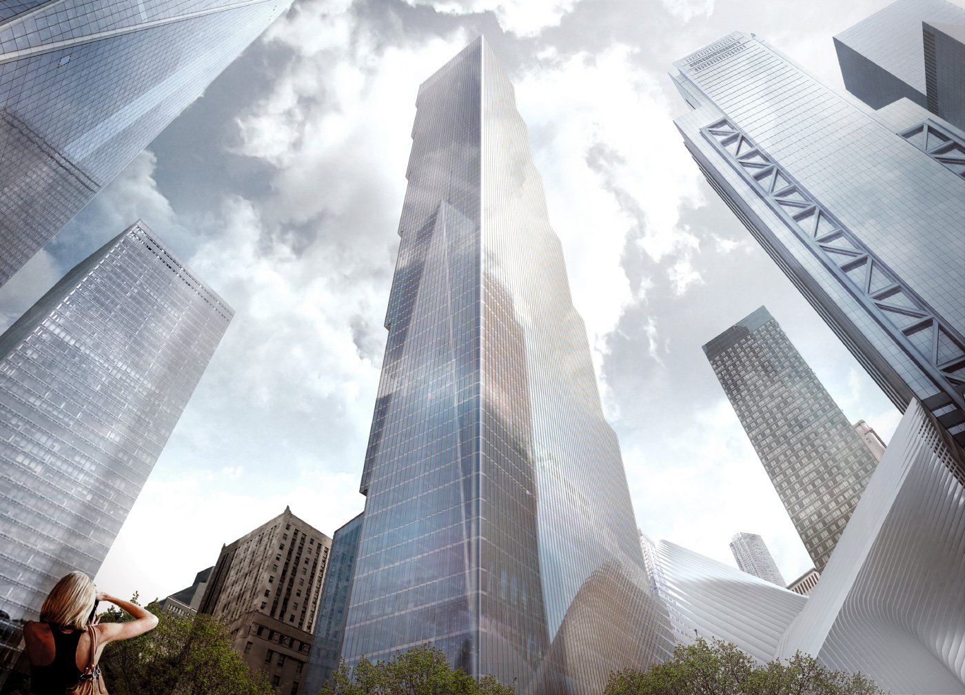 世界贸易中心2号楼四四方方的玻璃塔效果图