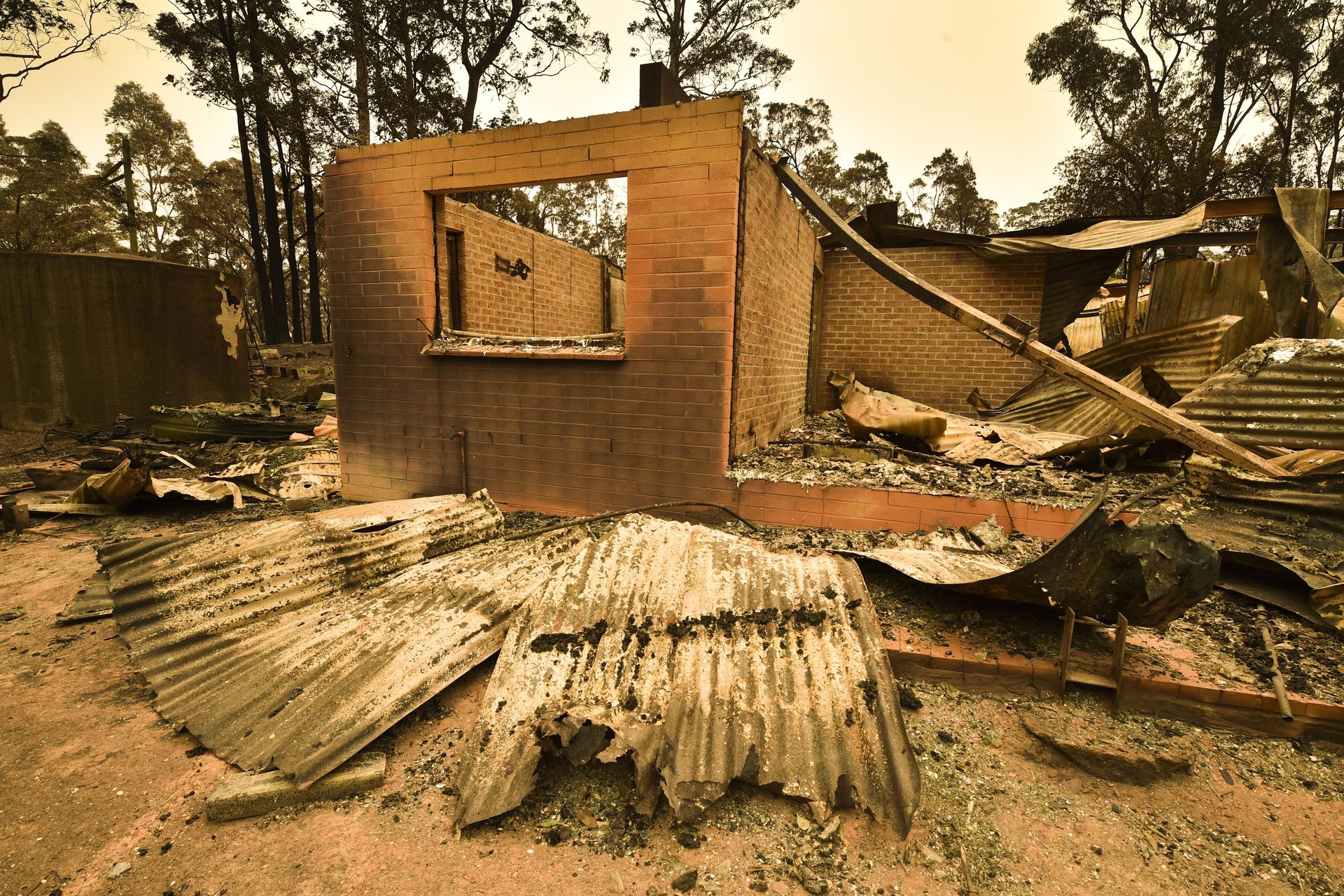 A house leveled by the fires in Australia