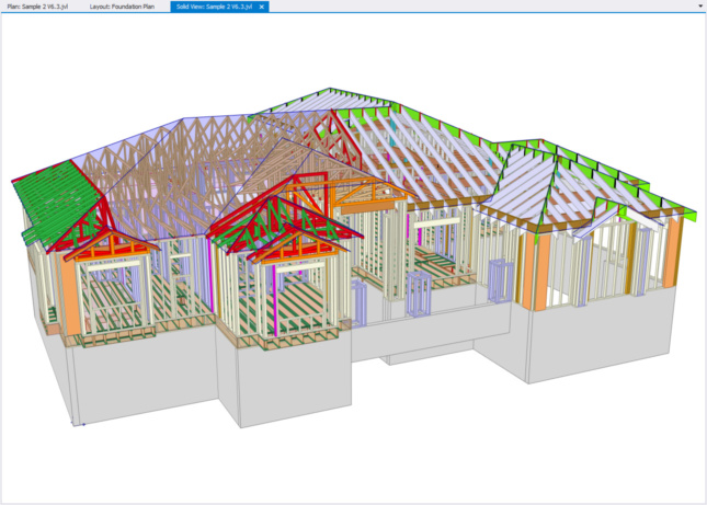 木结构软件的截图，显示房子上的托梁和横梁
