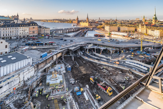 斯德哥尔摩Slussen再生项目视图，新的诺贝尔中心将位于这里