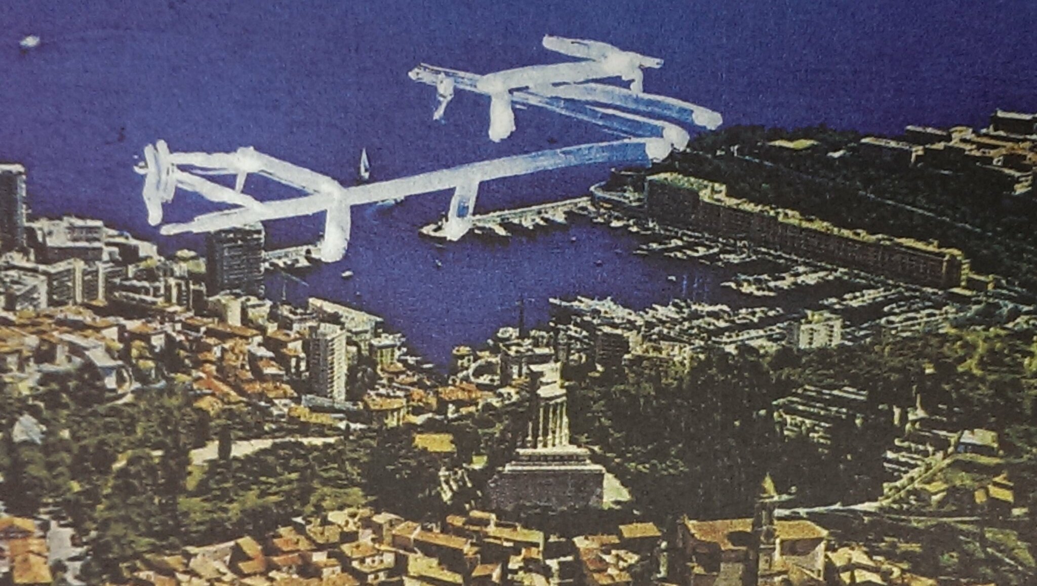 由约娜·弗里德曼创作的一幅插图，展示了横跨港口的日益增长的上层建筑
