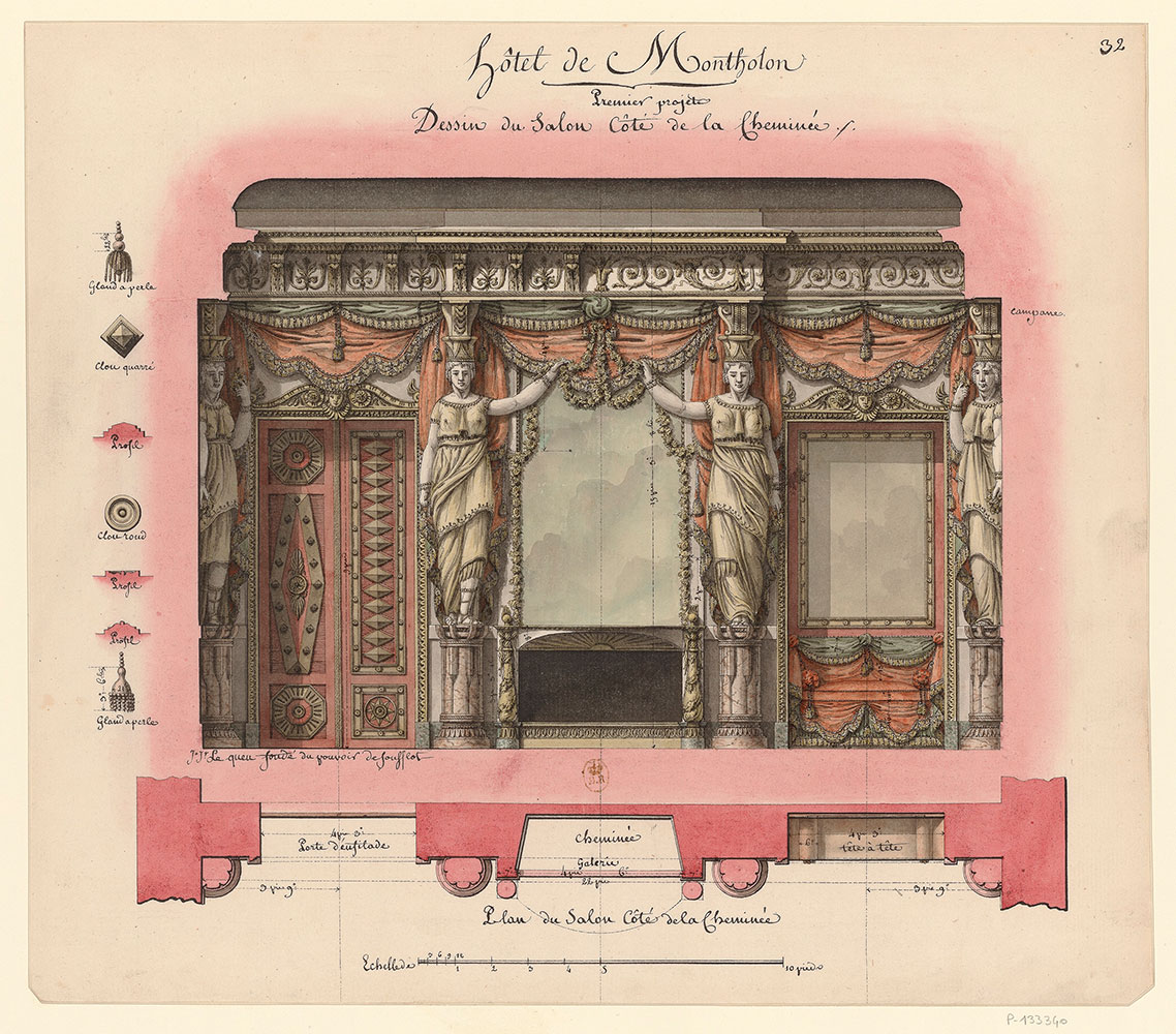 Jean Jacques leque为酒店de Montholon设计的室内渲染图