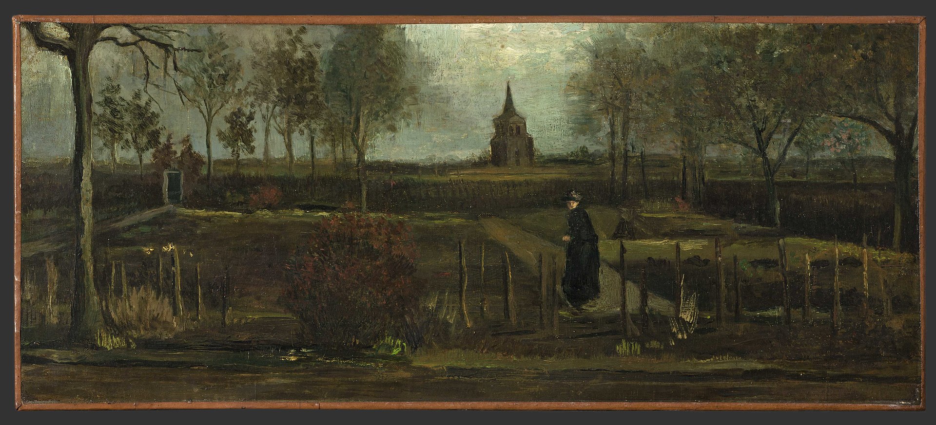 1884年文森特·梵高的画作《纽南的春天牧师花园