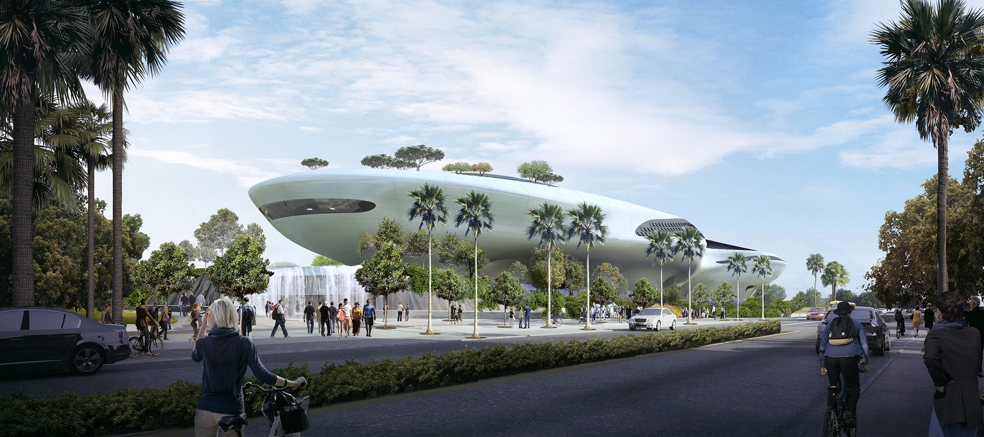 Rendering of the Lucas Museum within Exposition park