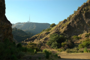 从格里菲斯公园看到好莱坞标志布朗森峡谷在洛杉矶