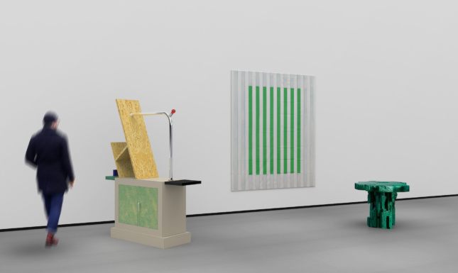 绿色条纹的集体设计展厅