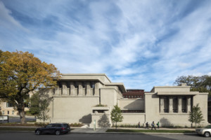 弗兰克·劳埃德·赖特在伊利诺伊州设计的联合神庙的外部视图