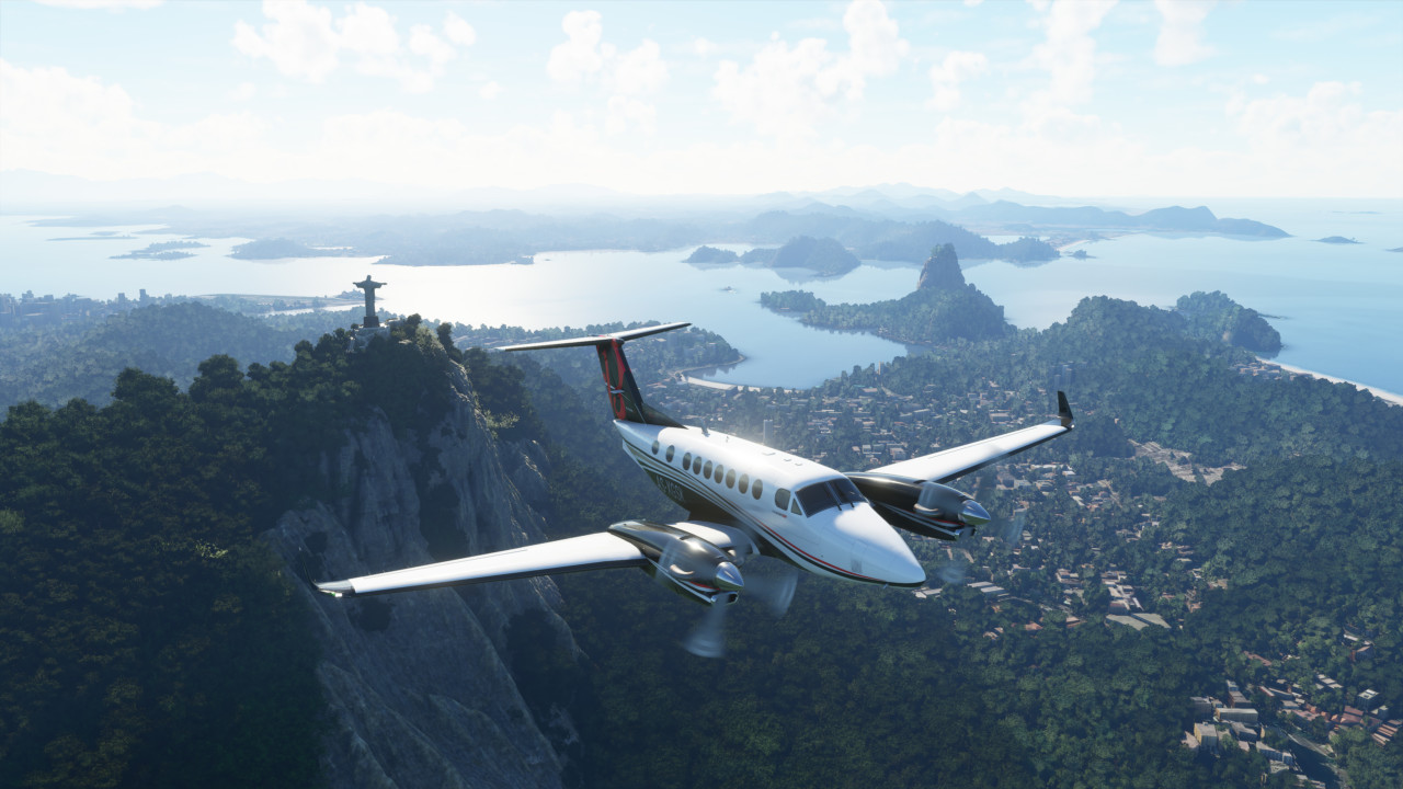 飞行模拟器2020的截图显示一架飞机在巴西的山脉上空
