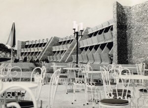 archival photo of a modernist hotel in montenegro