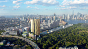 俯瞰曼哈顿天际线对面的一群计划中的建筑