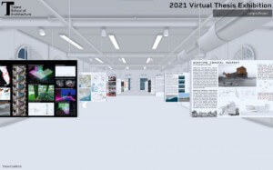 图兰大学学生工作大厅的虚拟效果图，里面有年终展览