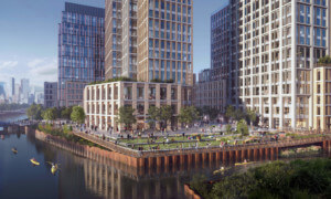 拟建的沿运河的gowanus重新分区的效果图