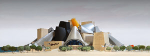 由Frank gehry设计的阿布扎比古根海姆博物馆效料图。图片由Gehry Partners, LLP提供