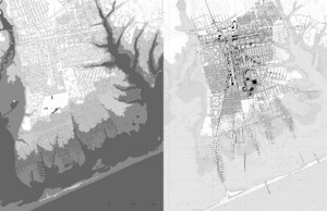 洪水泛滥前后的纽约沿海地图，沿海适应蓝图的一部分