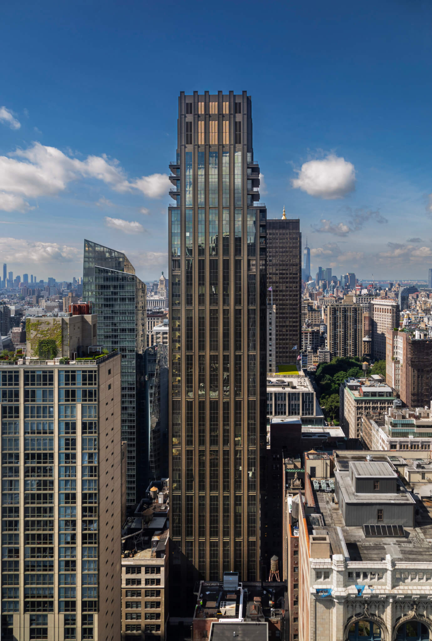 曼哈顿摩天大楼的景观