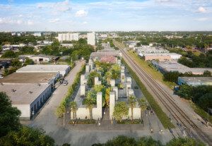 aerial rendering of an arts center in miami