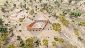 塞内加尔一座即将建成的博物馆的航拍图