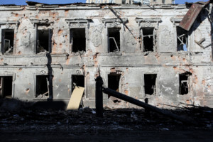 乌克兰一栋受损建筑