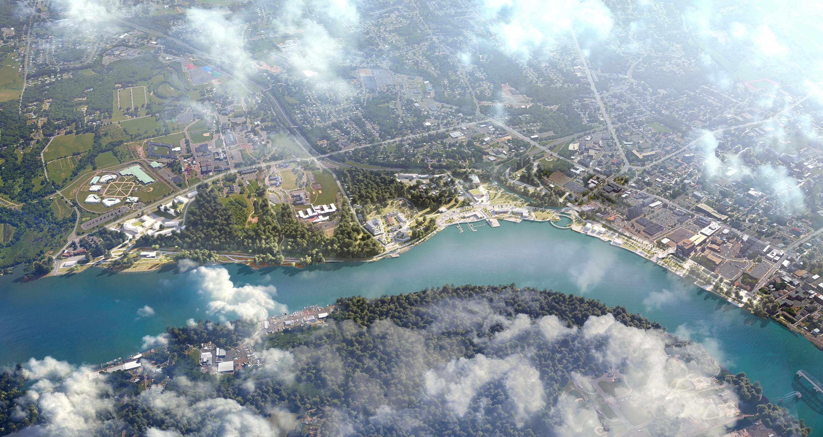 康涅狄格河重建计划的鸟瞰图