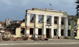 乌克兰一栋受损建筑