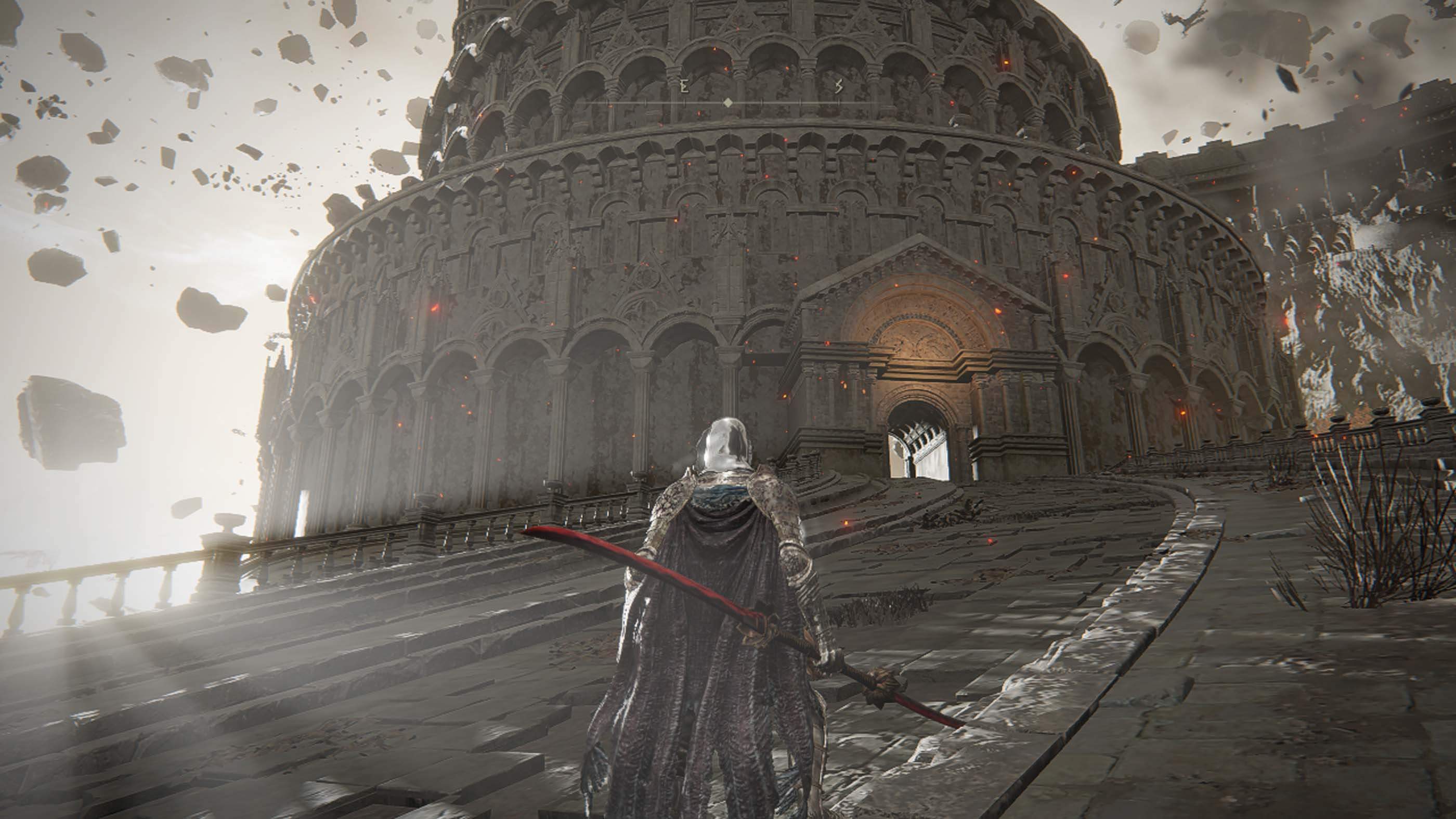 视频游戏视图在圆顶建筑前隐形的角色