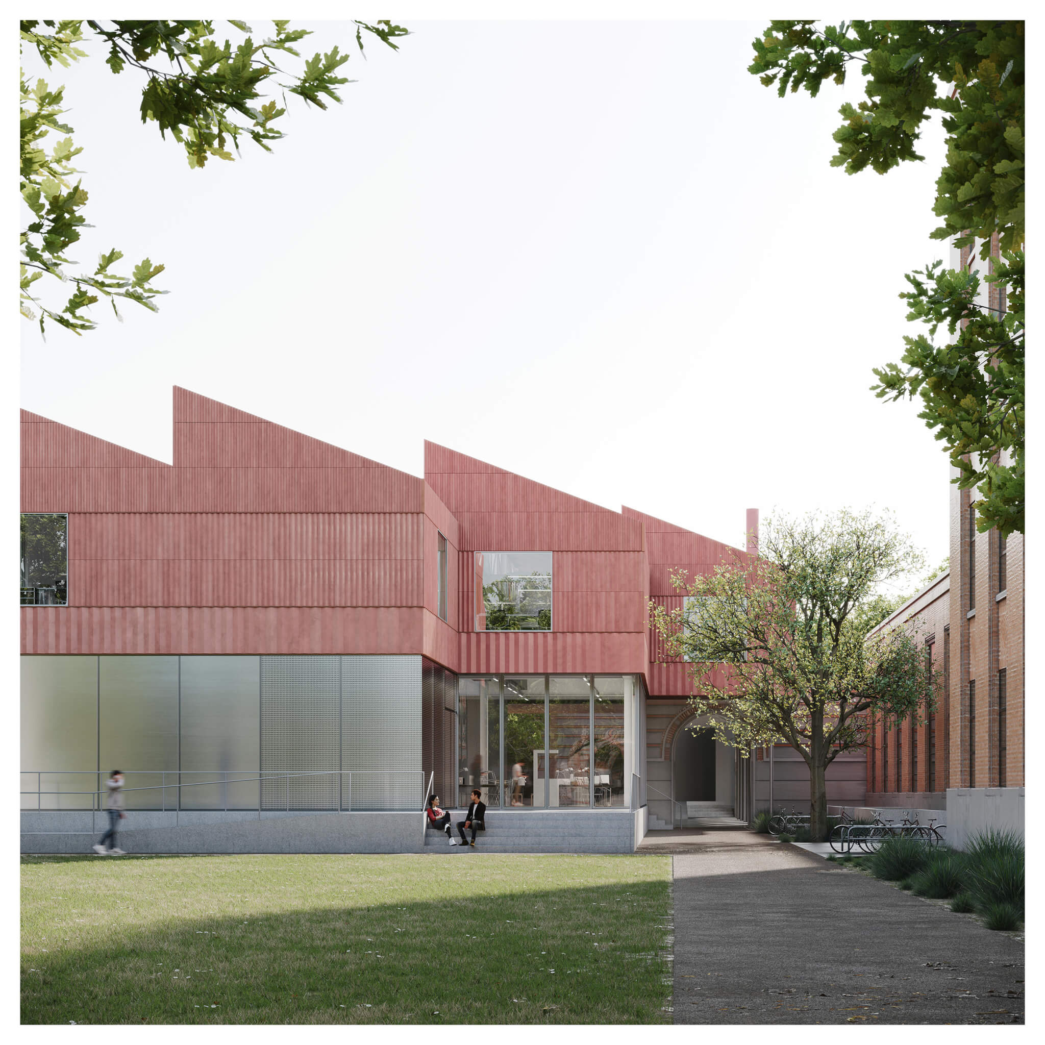 莱斯大学(Rice University)砖房的扩建部分，由赤陶土覆盖