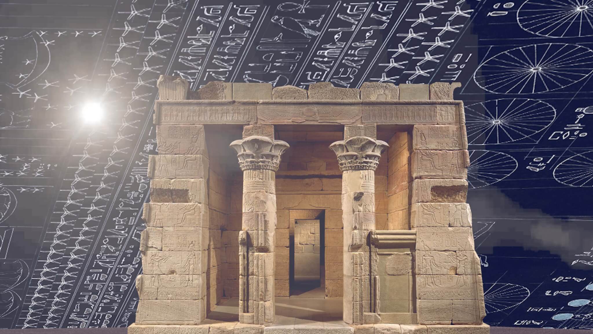 博物馆旧埃及建筑拼贴画