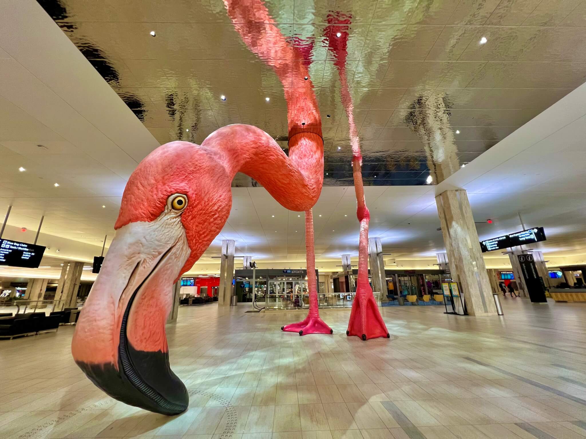 机场的火烈鸟雕塑