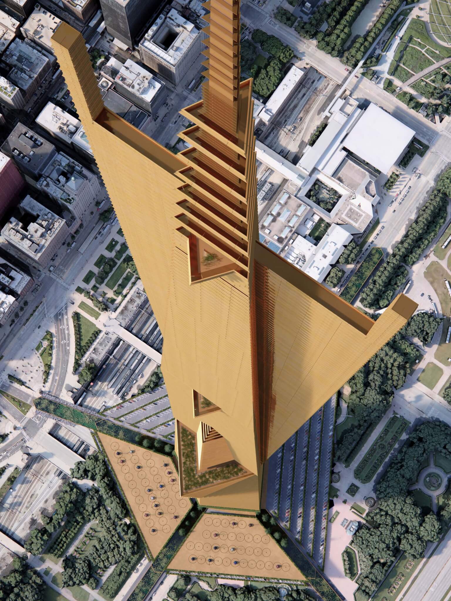 新的效果图描绘了尚未建成的弗兰克·劳埃德·赖特摩天大楼