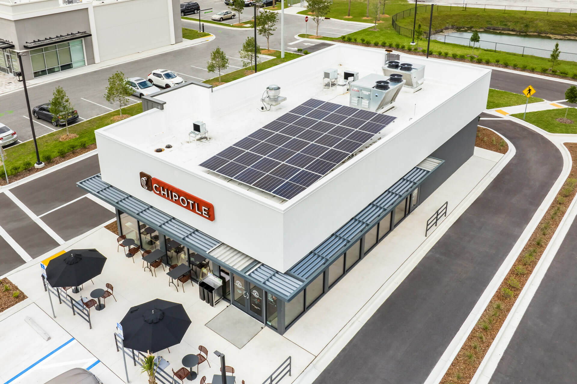 Chipotle餐厅用太阳能电池板渲染